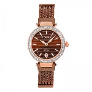 Bonia BNB10626-2042S Rosegold Brown Sapphire